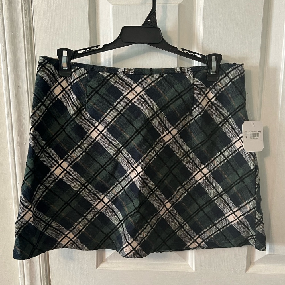 Altar'd State Green and Blue Mini Skirt